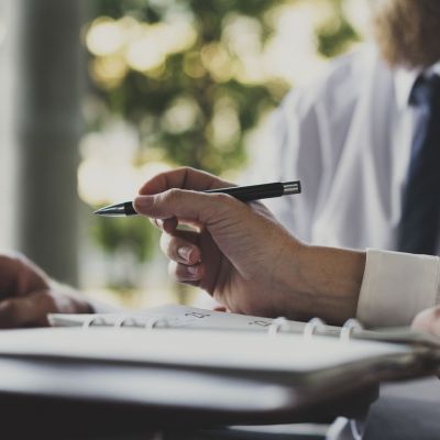 Businesspeople Work Hands Pointing Laptop Monitor